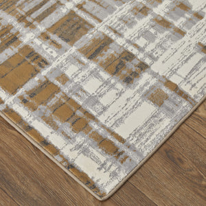 HomeRoots 4' Modern Abstract Area Rug in Blue, Orange & Gray - Soft, Durable, Stylish Home Decor Accent 12' X 15' 513199