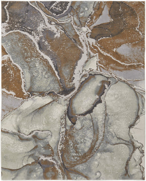 HomeRoots 4' Elegant Gray and Brown Marble Power Loom Area Rug - Stylish, Durable, and Versatile for Any Space 12' X 15' 513207