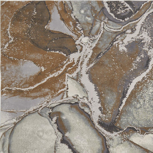 HomeRoots 4' Elegant Gray and Brown Marble Power Loom Area Rug - Stylish, Durable, and Versatile for Any Space 12' X 15' 513207