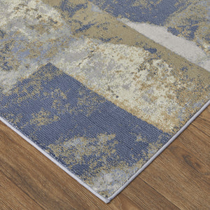 Homeroots 5' X 8' Blue And Gray Abstract Power Loom Distressed Area Rug Blue,Gray,Tan Polypropylene 513210