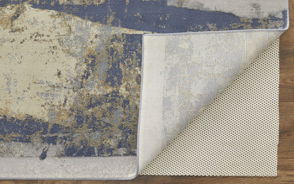 Homeroots 8' X 10' Blue And Gray Abstract Power Loom Distressed Area Rug Blue,Gray,Tan Polypropylene 513211