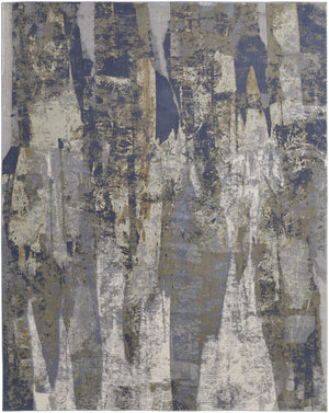 Homeroots 9' X 12' Blue Gray And Tan Abstract Power Loom Distressed Area Rug Blue,Gray,Tan Polypropylene 513212