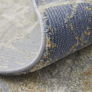 Homeroots 9' X 12' Blue Gray And Tan Abstract Power Loom Distressed Area Rug Blue,Gray,Tan Polypropylene 513212