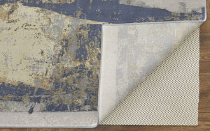 Homeroots 10' X 13' Blue Gray And Tan Abstract Power Loom Distressed Area Rug Blue,Gray,Tan Polypropylene 513213