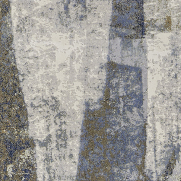 Homeroots 8' Blue Gray And Tan Abstract Power Loom Distressed Runner Rug Blue,Gray,Tan Polypropylene 513214