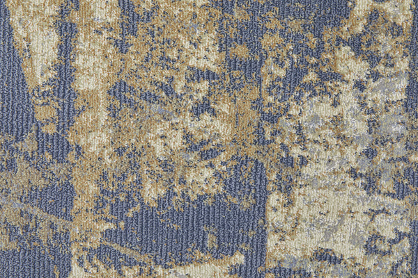 Homeroots 12' X 15' Blue Gray And Tan Abstract Power Loom Distressed Area Rug Blue,Gray,Tan Polypropylene 513215