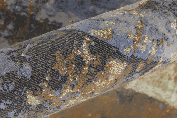 Homeroots 5' X 8' Blue And Ivory Abstract Power Loom Distressed Area Rug Brown,Blue,Ivory Polypropylene 513218