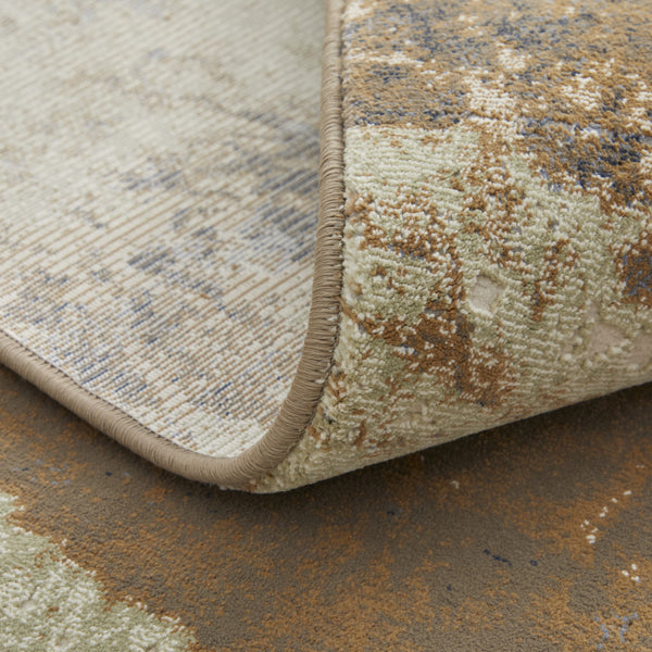 Homeroots 5' X 8' Blue And Ivory Abstract Power Loom Distressed Area Rug Brown,Blue,Ivory Polypropylene 513218