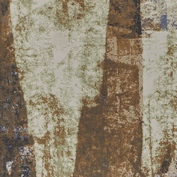 Homeroots 8' Brown Blue And Ivory Abstract Power Loom Distressed Runner Rug Brown,Blue,Ivory Polypropylene 513222