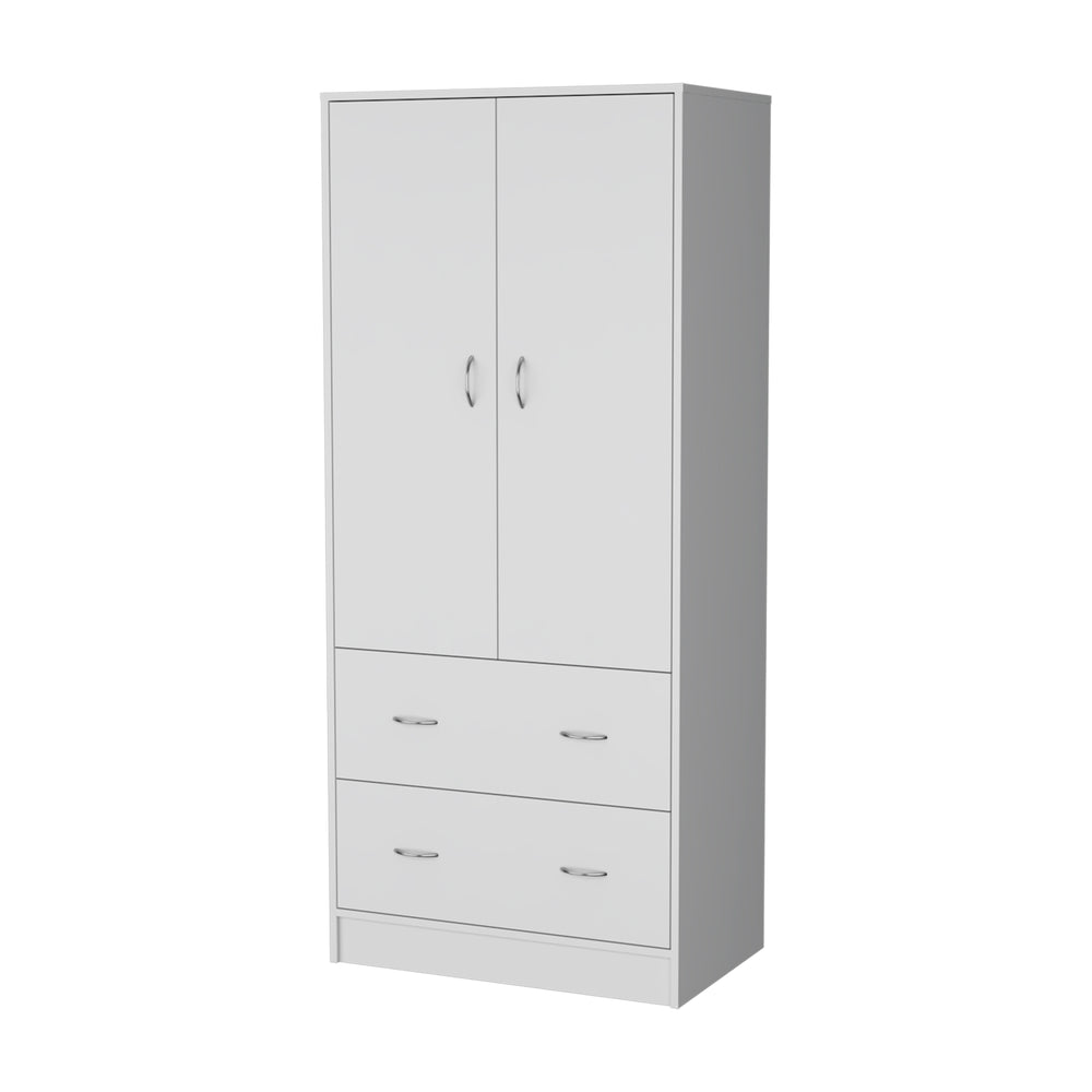 English Elm FM Wenden Wardrobe White – 2 Doors, 2 Drawers & Hanging Rod for Spacious, Durable Bedroom Storage B128S00065