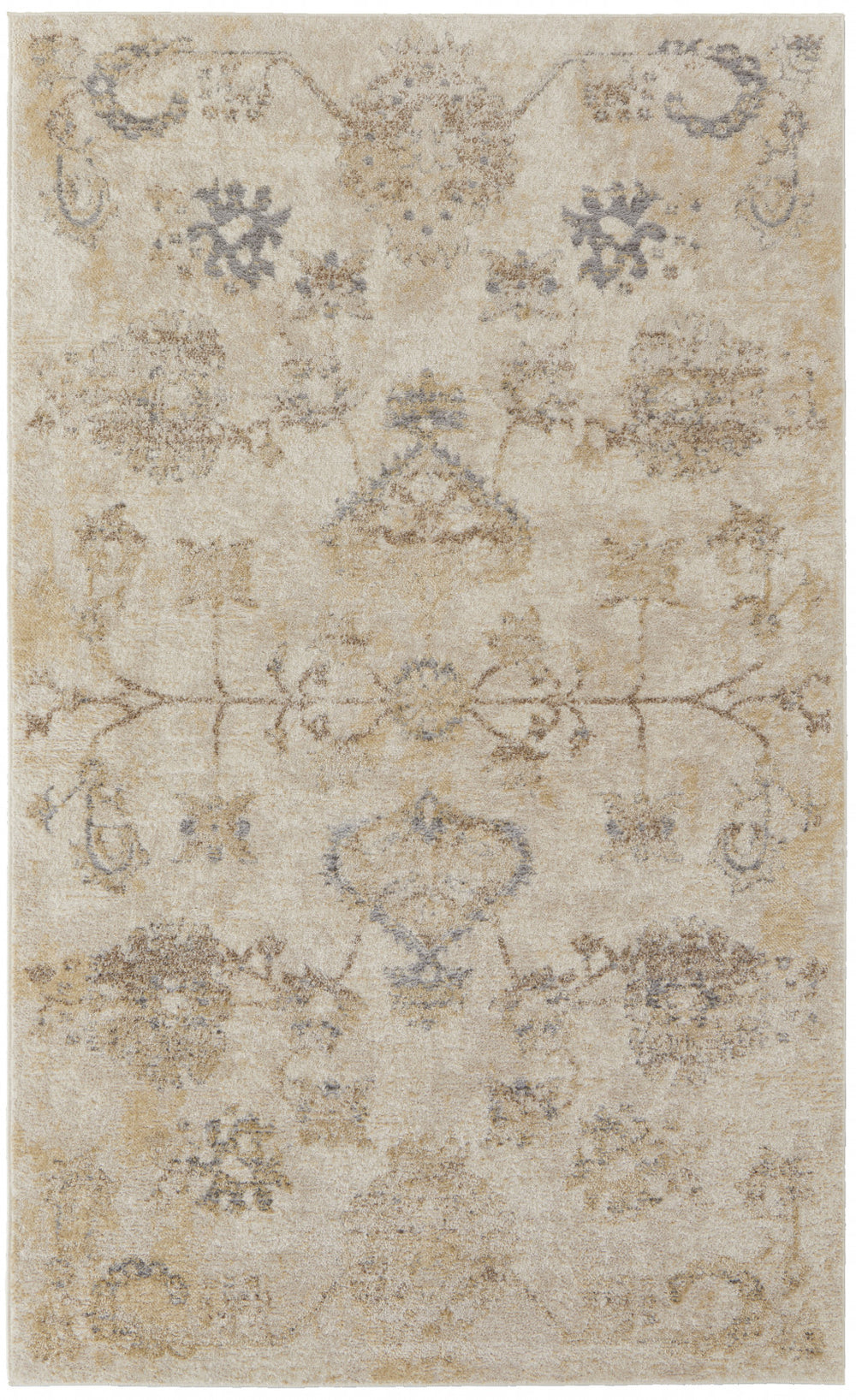 Homeroots 8' X 10' Ivory And Gray Abstract Power Loom Distressed Area Rug  Polypropylene 513255