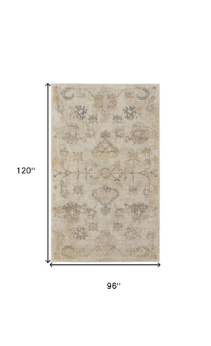 Homeroots 8' X 10' Ivory And Gray Abstract Power Loom Distressed Area Rug  Polypropylene 513255