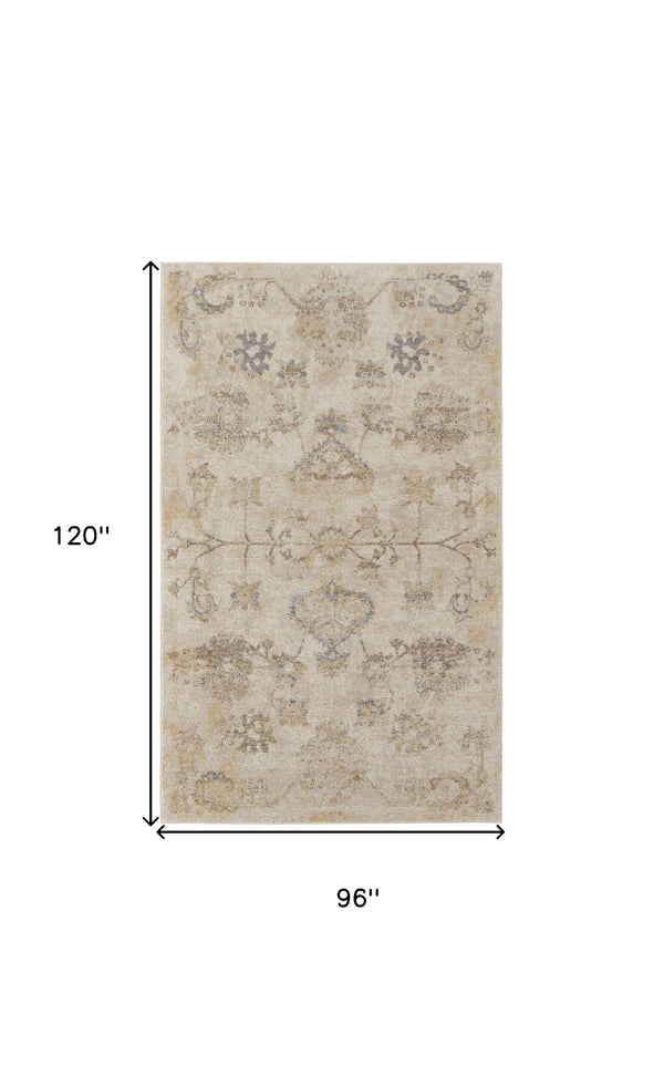 Homeroots 8' X 10' Ivory And Gray Abstract Power Loom Distressed Area Rug  Polypropylene 513255