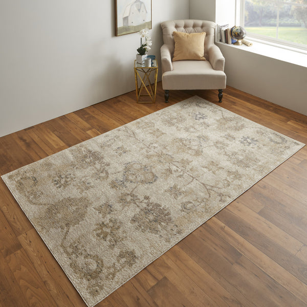 Homeroots 8' X 10' Ivory And Gray Abstract Power Loom Distressed Area Rug  Polypropylene 513255
