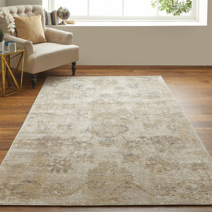 Homeroots 8' X 10' Ivory And Gray Abstract Power Loom Distressed Area Rug  Polypropylene 513255