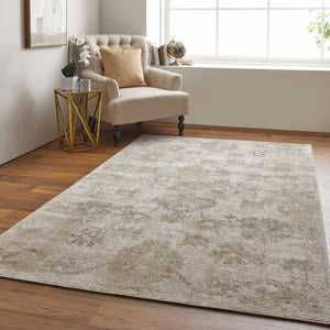 Homeroots 8' X 10' Ivory And Gray Abstract Power Loom Distressed Area Rug  Polypropylene 513255
