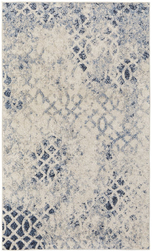 HomeRoots 7' Ivory and Blue Abstract Area Rug - Distressed Power Loom Design for Modern and Transitional Spaces 7' X 10' 513276