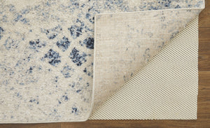 HomeRoots 7' Ivory and Blue Abstract Area Rug - Distressed Power Loom Design for Modern and Transitional Spaces 7' X 10' 513276