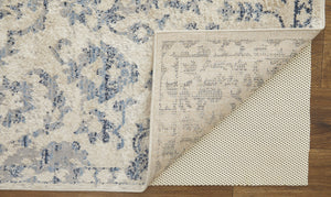 Homeroots 8' X 10' Blue Gray And Ivory Floral Power Loom Distressed Area Rug Blue,Gray,Ivory Polypropylene 513283