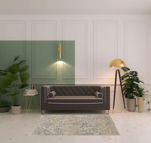 Homeroots 4' X 6' Gray Ivory And Gold Floral Power Loom Distressed Area Rug Gray,Ivory,Gold Polypropylene 513285