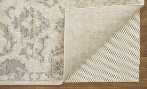 Homeroots 8' X 10' Gray Ivory And Gold Floral Power Loom Distressed Area Rug Gray,Ivory,Gold Polypropylene 513287