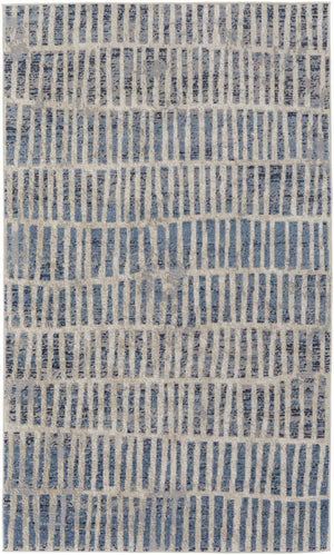 Homeroots 8' X 10' Blue And Ivory Geometric Power Loom Distressed Area Rug Blue,Ivory Polypropylene 513291