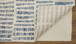 Homeroots 8' X 10' Blue And Ivory Geometric Power Loom Distressed Area Rug Blue,Ivory Polypropylene 513291