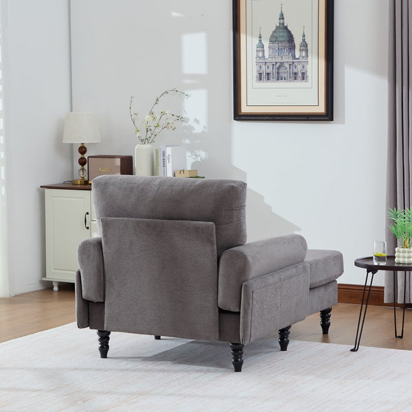 English Elm Modern Chenille Recliner Chaise Lounge Sofa Chair with High-Resilience Foam, Wide Seat, 550lb Capacity Dark Gray W395P371335