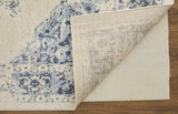 Homeroots 8' X 10' Ivory And Blue Floral Power Loom Distressed Area Rug Ivory,Blue Polypropylene 513307