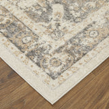 Homeroots 8' X 10' Ivory Gray And Brown Floral Power Loom Distressed Area Rug Ivory,Gray,Brown Polypropylene 513311