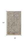 Homeroots 8' X 10' Gray And Ivory Floral Power Loom Distressed Area Rug Gray,Ivory Polypropylene 513319