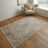 Homeroots 8' X 10' Gray And Ivory Floral Power Loom Distressed Area Rug Gray,Ivory Polypropylene 513319