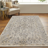 Homeroots 8' X 10' Gray And Ivory Floral Power Loom Distressed Area Rug Gray,Ivory Polypropylene 513319