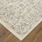 Homeroots 8' X 10' Gray And Ivory Floral Power Loom Distressed Area Rug Gray,Ivory Polypropylene 513319