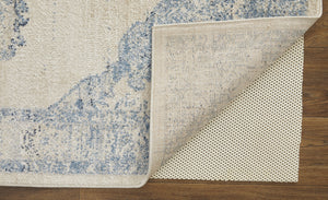 Homeroots 8' X 10' Blue And Ivory Floral Power Loom Distressed Area Rug Blue,Ivory Polypropylene 513323