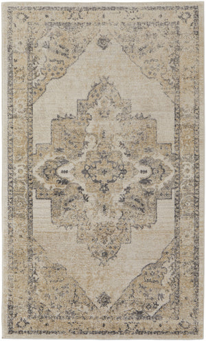 Homeroots 8' X 10' Ivory And Gray Floral Power Loom Distressed Area Rug Ivory,Gray Polypropylene 513327