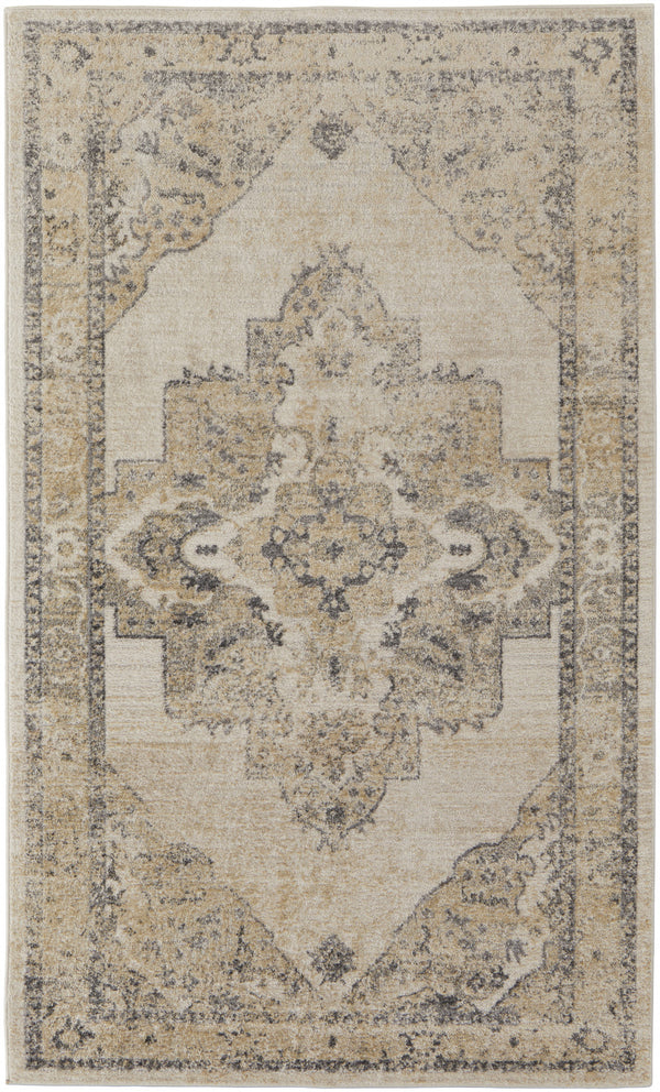 Homeroots 8' X 10' Ivory And Gray Floral Power Loom Distressed Area Rug Ivory,Gray Polypropylene 513327
