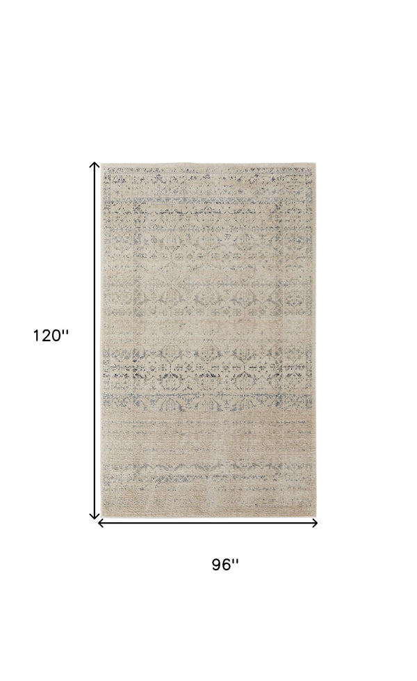 Homeroots 8' X 10' Ivory And Gray Abstract Power Loom Distressed Area Rug  Polypropylene 513331