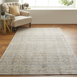 Homeroots 8' X 10' Ivory And Gray Abstract Power Loom Distressed Area Rug  Polypropylene 513331