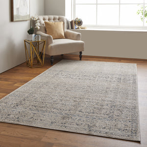 Homeroots 8' X 10' Ivory And Gray Abstract Power Loom Distressed Area Rug  Polypropylene 513331