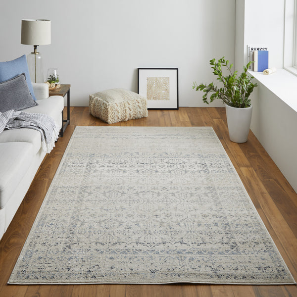 Homeroots 8' X 10' Ivory And Gray Abstract Power Loom Distressed Area Rug  Polypropylene 513331