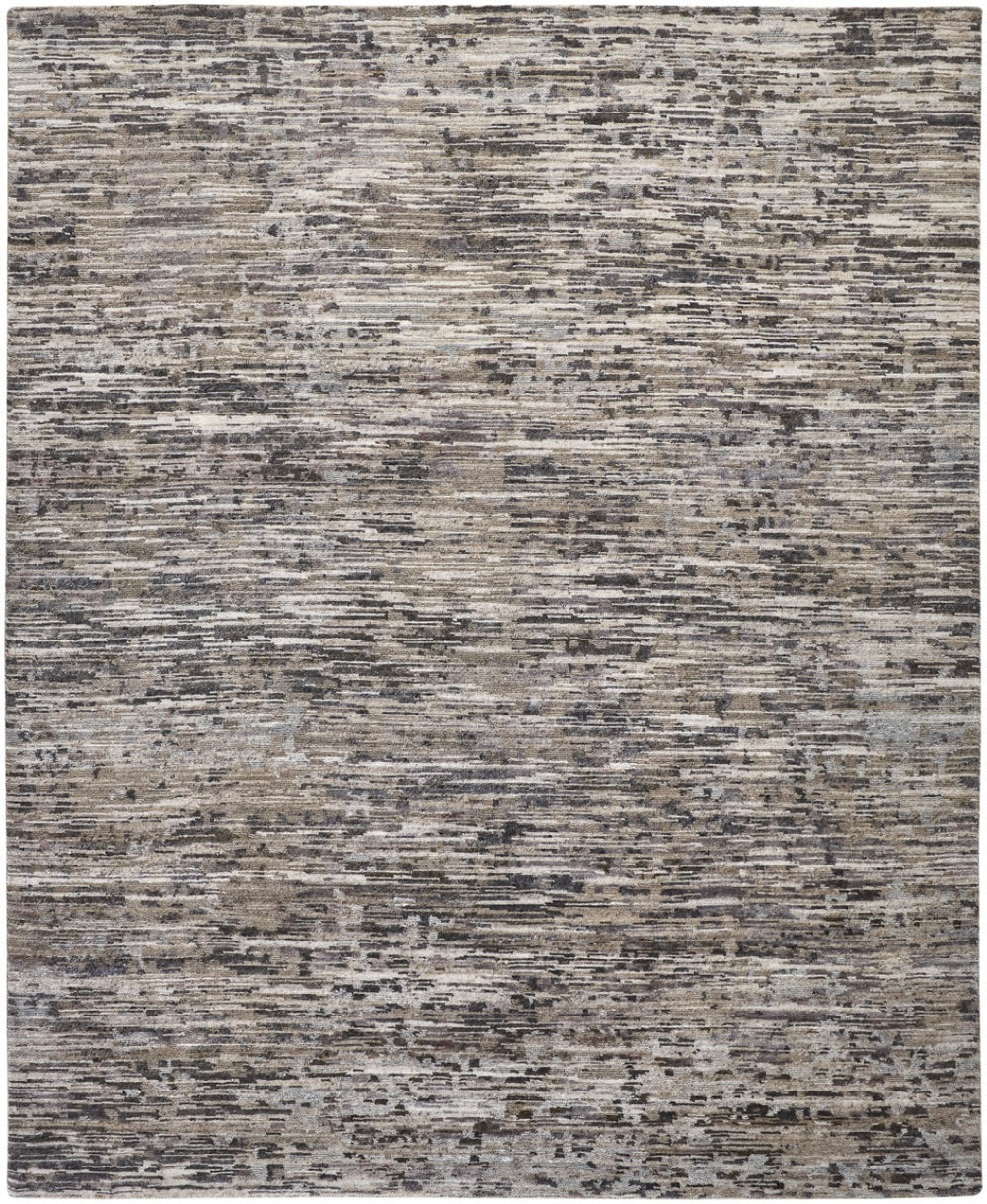 HomeRoots 4' Handcrafted Abstract Wool Area Rug in Gray, Brown & Beige - Elevate Your Space with Elegance 4' X 6' 513333