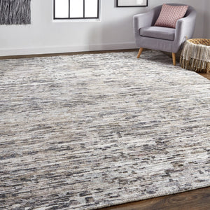 HomeRoots 4' Handcrafted Abstract Wool Area Rug in Gray, Brown & Beige - Elevate Your Space with Elegance 4' X 6' 513333