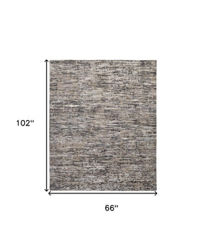 HomeRoots 4' Handcrafted Abstract Wool Area Rug in Gray, Brown & Beige - Elevate Your Space with Elegance 5' X 8' 513334