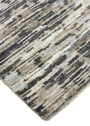 HomeRoots 4' Handcrafted Abstract Wool Area Rug in Gray, Brown & Beige - Elevate Your Space with Elegance 5' X 8' 513334