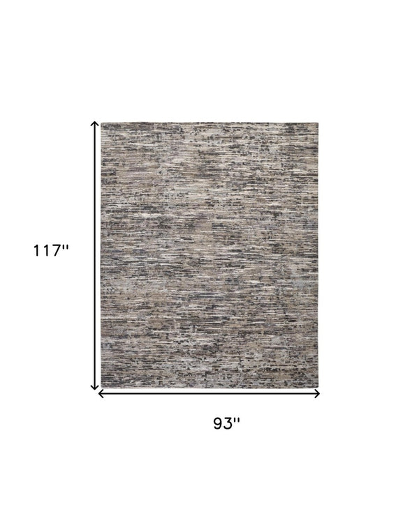 HomeRoots 4' Handcrafted Abstract Wool Area Rug in Gray, Brown & Beige - Elevate Your Space with Elegance 8' X 10' 513335