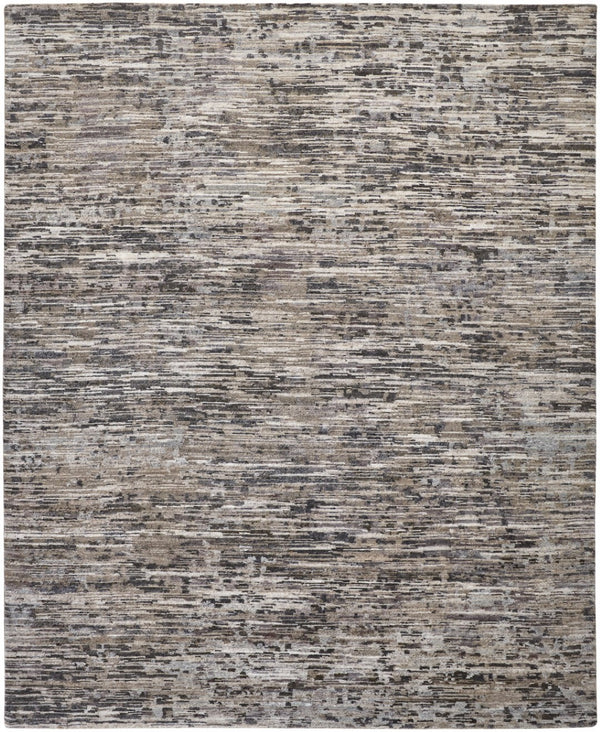 HomeRoots 4' Handcrafted Abstract Wool Area Rug in Gray, Brown & Beige - Elevate Your Space with Elegance 9' X 12' 513336