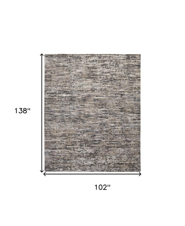 HomeRoots 4' Handcrafted Abstract Wool Area Rug in Gray, Brown & Beige - Elevate Your Space with Elegance 9' X 12' 513336