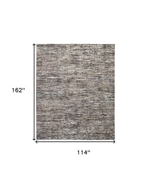 HomeRoots 4' Handcrafted Abstract Wool Area Rug in Gray, Brown & Beige - Elevate Your Space with Elegance 10' X 13' 513337
