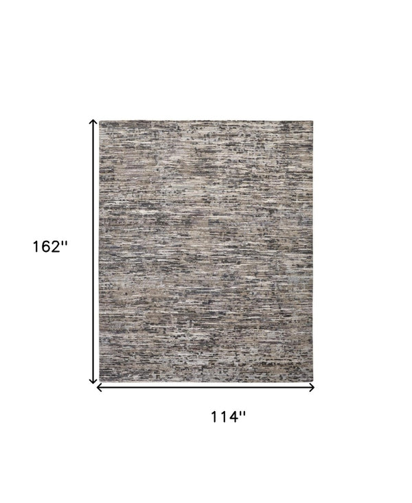 HomeRoots 4' Handcrafted Abstract Wool Area Rug in Gray, Brown & Beige - Elevate Your Space with Elegance 10' X 13' 513337